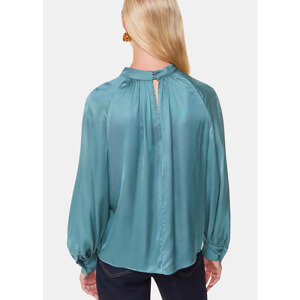 Whistles Teal Lea Satin Blouse